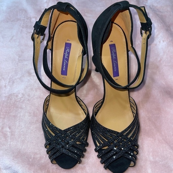 Ralph Lauren Purple Label Velia Embellished Goat-Suede Sandals Sz. 40 - Picture 9 of 16